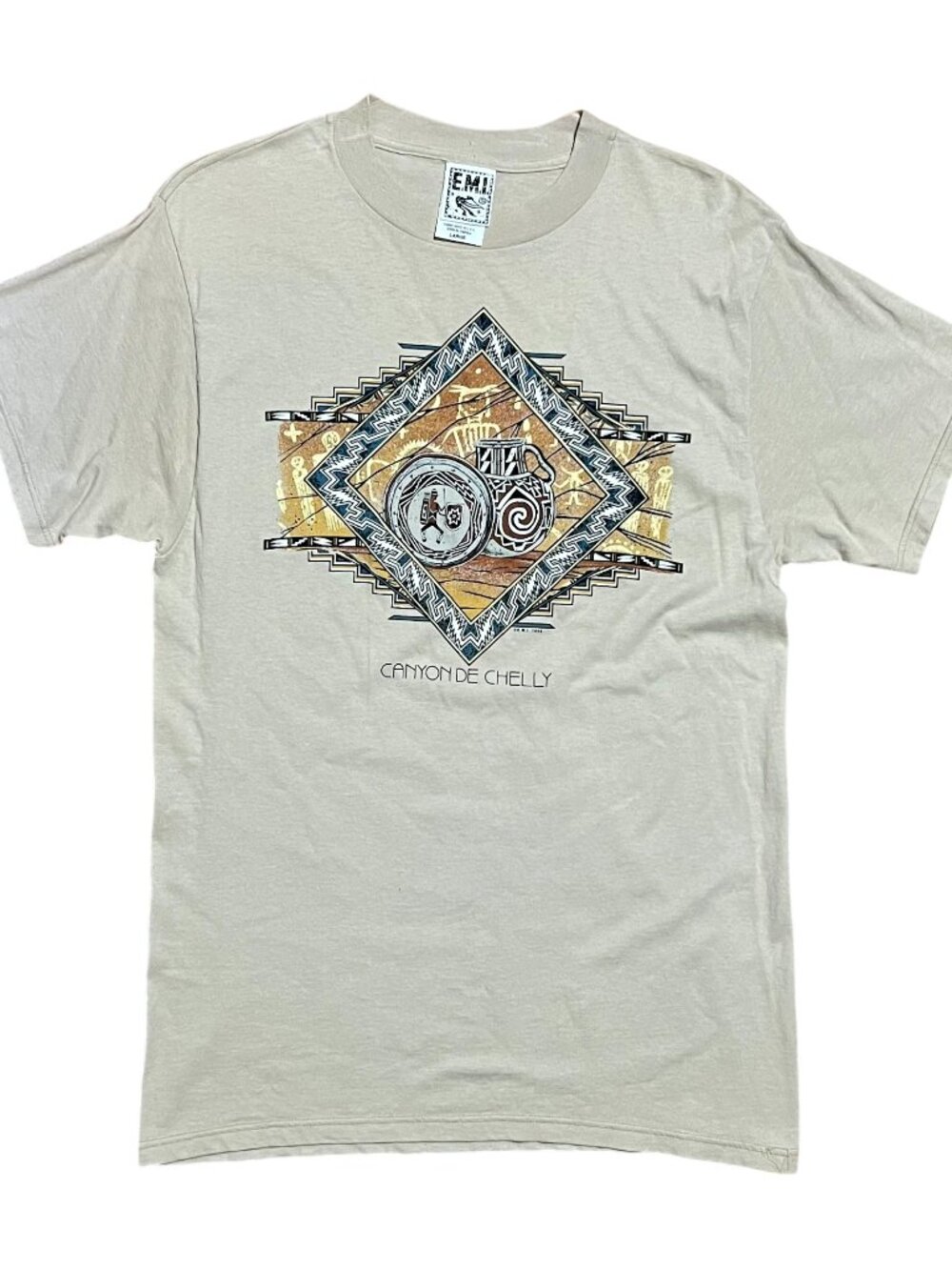 Canyon De Chelly 1996 Vintage E.M.I. Southwest Geometric T-Shirt, Men's Large
